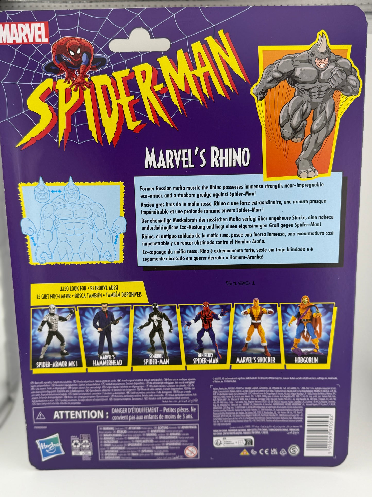 Marvel- Legends Series Spider-Man 6-inch Marvel’s Rhino Retro Action Figure