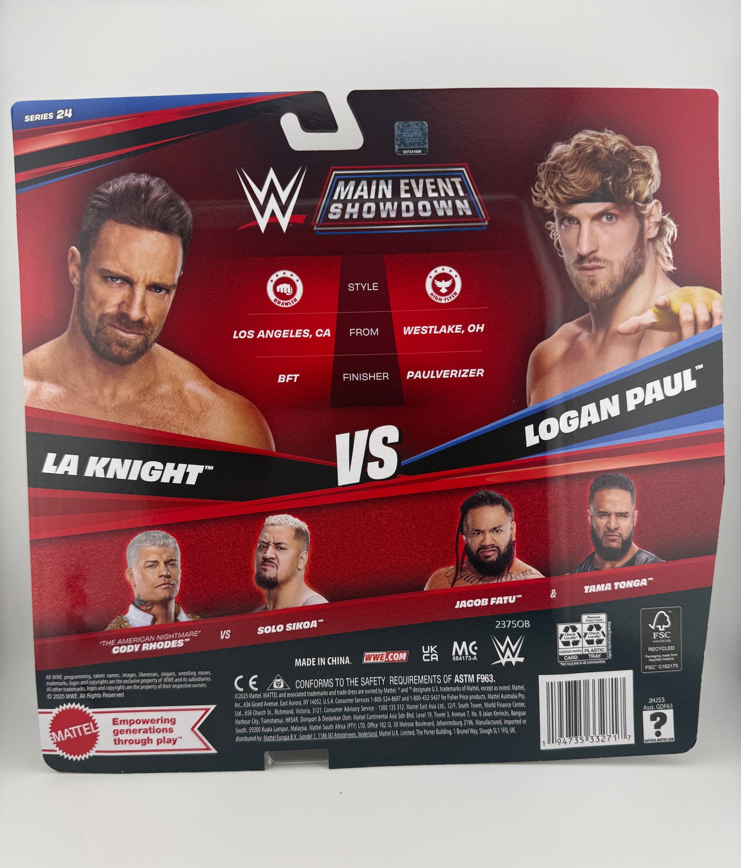 WWE Main Event- Showdown Series 24 LA Knight/Logan Paul 2 Pack Action Figures