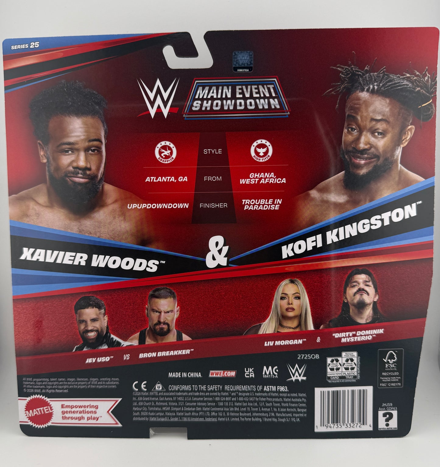 WWE Main Event- Showdown Series 25 Xavier Woods/Kofi Kingston 2 Pack Action Figures