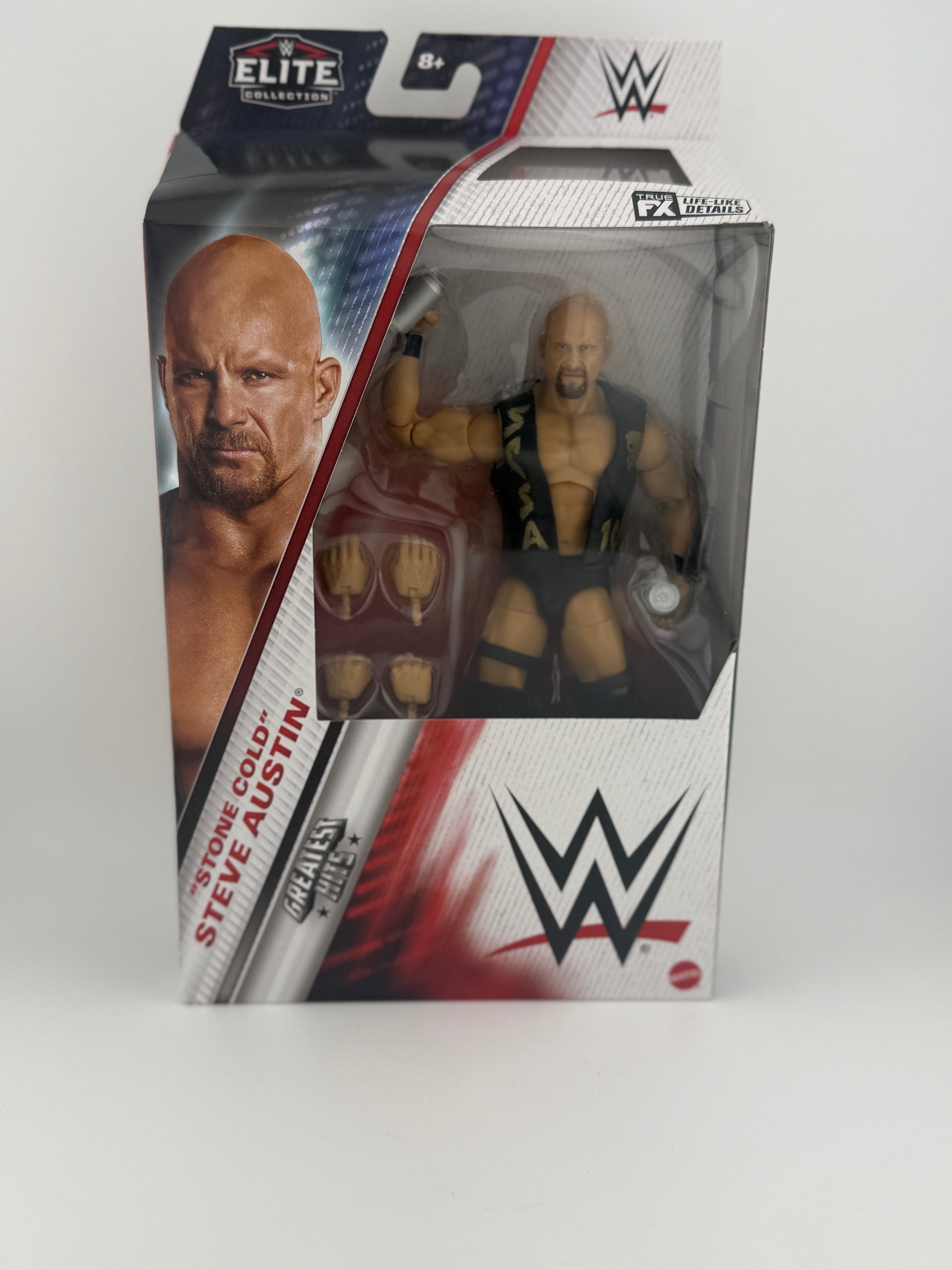 WWE MATTEL Ultimate Edition Stone Cold Steve Austin Action Figure 6-in / 15.24-cm with Interchangeable Heads Swappable Hands & Entrance Gear for Ag on