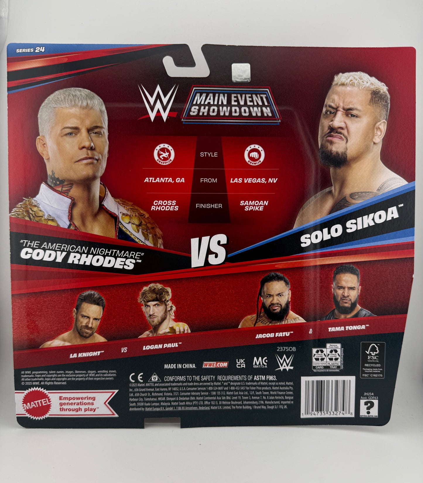 WWE Main Event- Showdown Series 24 Cody Rhodes/Solo Sikoa 2 Pack Action Figures