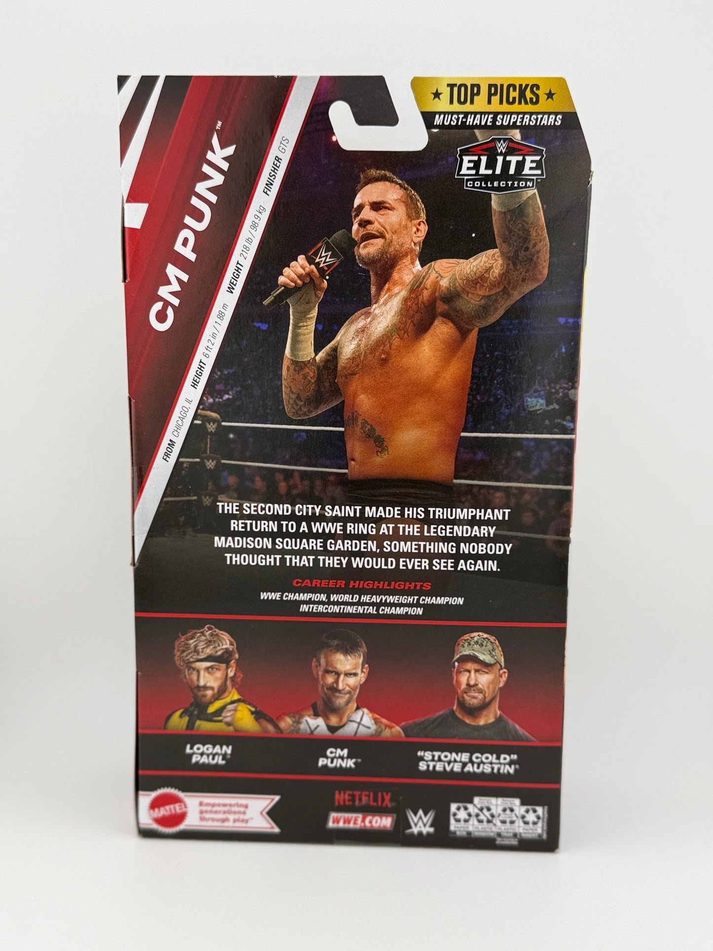 WWE Elite- Top Picks CM Punk Action Figure(Netflix Package)