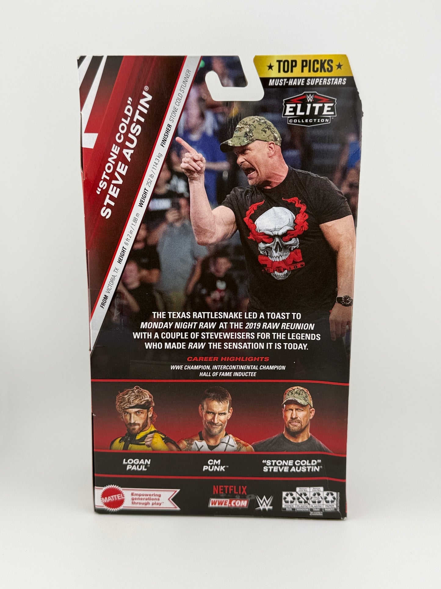 WWE Elite- Top Picks Stone Cold Steve Austin Action Figure(Netflix Package)